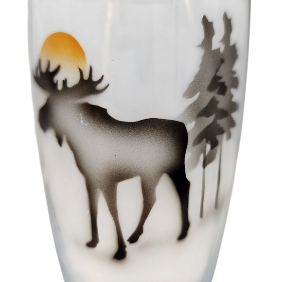 Pair of Nybro Elk Moose Beer Glasses Sweden 8" READ - Picture 3 of 3